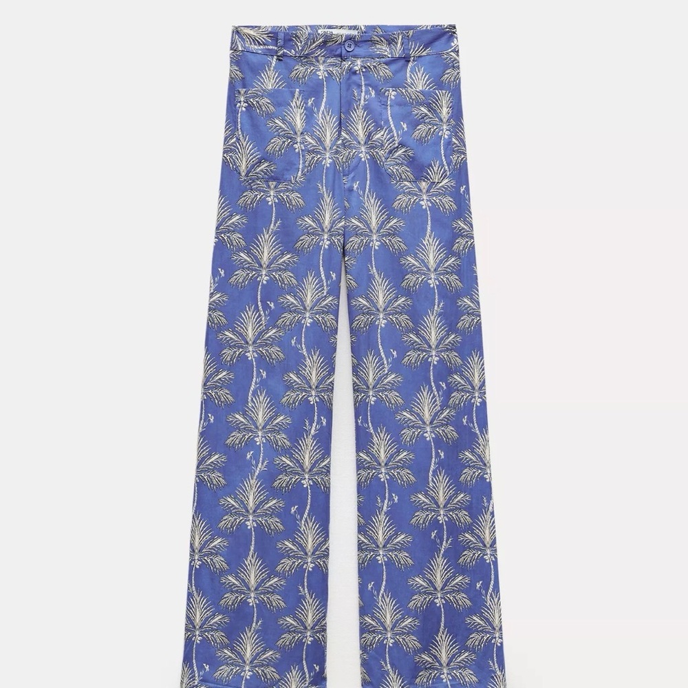 ZARA linen pants, zip/button closure